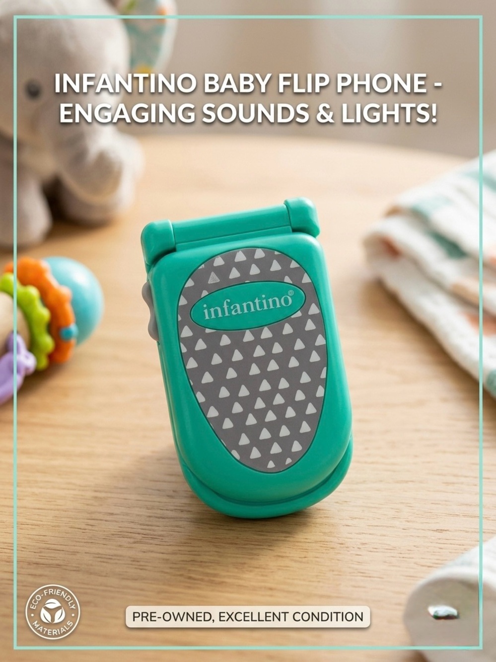 Infantino Flip and Peek Fun Phone Teal Green Interactive Baby Toy